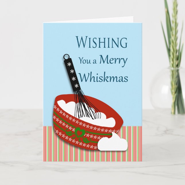 Tarjeta Feliz Whiskmas, Navidad para un cocinero, panadero (Anverso)