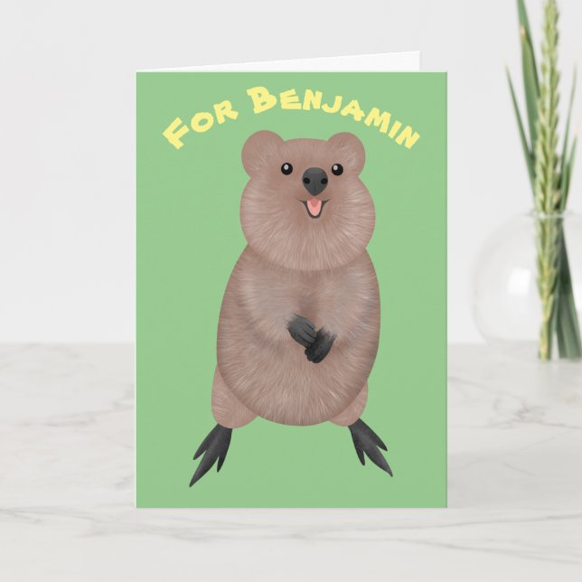 Tarjeta Feliz y bonito diseño de personalizado quokka (Anverso)
