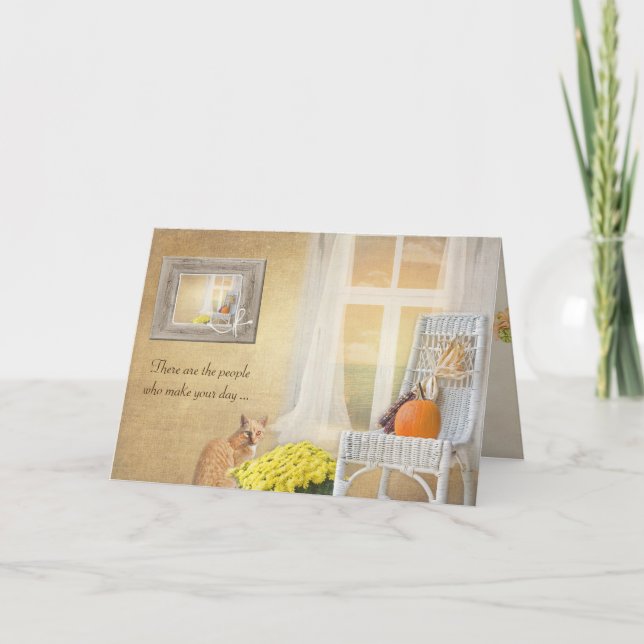 Tarjeta felpudo de cumpleaños feliz con calabaza de otoño  (Anverso)