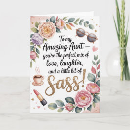 Tarjeta Feminine Birthday Card with Floral and Glitter