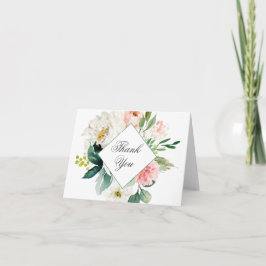 Tarjeta Feminine Rubor Rosa Floral Gracias