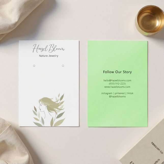 Tarjeta Feminine Soft Foliage Hair Silhouette (Hair Foliage Art)