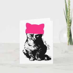 Tarjeta Feminista resiste a gato: Gorra rosa permanece des