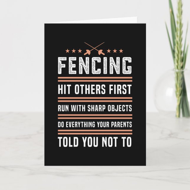 Tarjeta Fence Fence Funny Saber Gift para los amantes de l (Anverso)