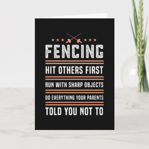 Tarjeta Fence Fence Funny Saber Gift para los amantes de l
