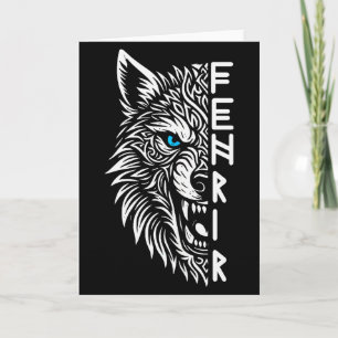 Tarjeta Fenrir Lobo Vikingo De Odín Nórdico Vikingo Celta 