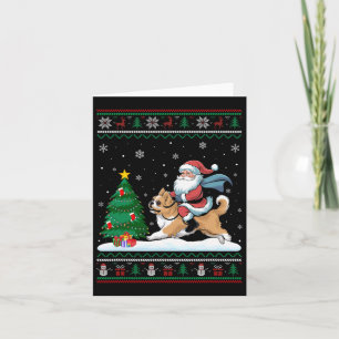 Tarjeta Feo árbol de Navidad enciende Navidad Santa Riding