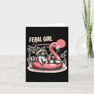 Tarjeta Feral Chica Summer Funny Meme Feral Raccoon Summer