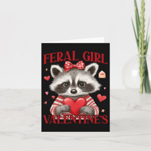 Tarjeta Feral Chica Valentine Raccoon Hearts Love Valenti