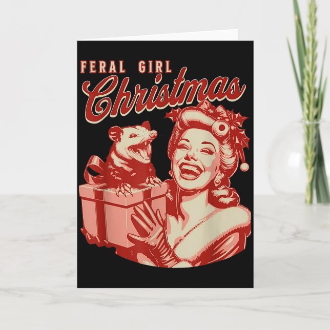 Tarjeta Feral Girl Christmas Funny Ossum Ssum Merry Xmas W (Anverso)