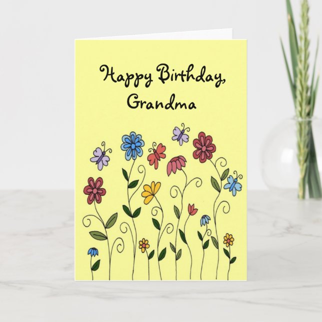 Tarjeta Feria feliz cumpleaños y carta de mariposas (Anverso)