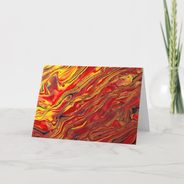 Tarjeta Feroe Red Yellow and Black Acyrlic Fluid Art (Anverso)