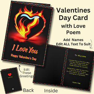 Tarjeta Feroy Red Valentine Heart Love with Poem