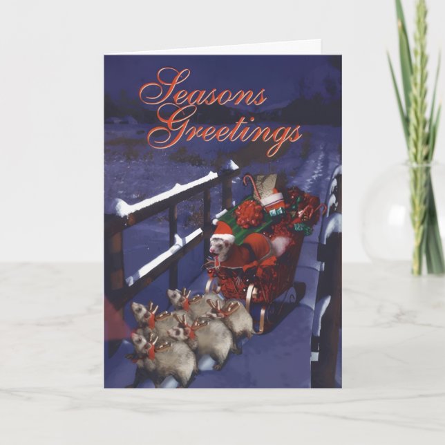 Tarjeta Ferret Claus en Movimiento (Anverso)