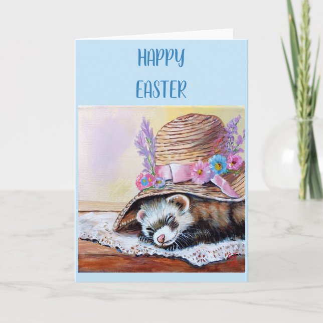 Tarjeta Ferret Easter Folded Greeting Card (Anverso)
