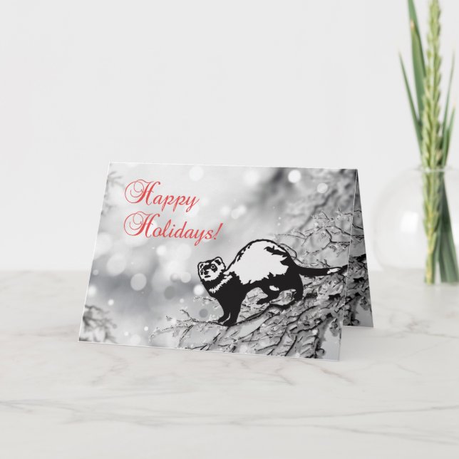 Tarjeta Ferret Happy Holidays (Anverso)