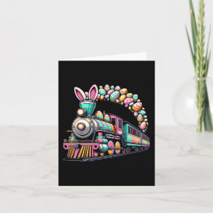 Tarjeta Ferrocarril Bunny Train Pascua Huevos Niños Niños