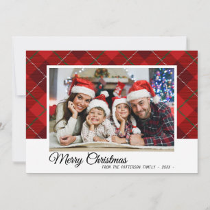 Tarjeta Ferry Christmas Family Photo Red Tartan Style