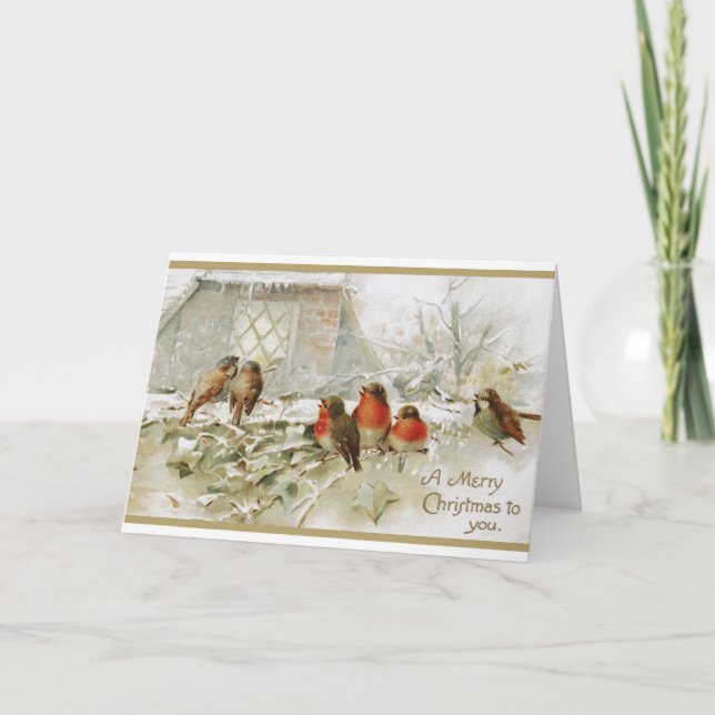 Tarjeta Ferry Christmas Vintage Robin Bird (Anverso)