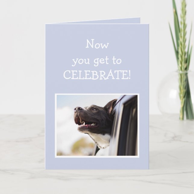 Tarjeta Festejar felicitaciones GRADUATION Happy Dog (Anverso)