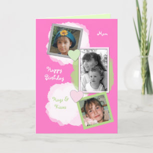 Tarjeta Festejo de foto de cumpleaños de mamá rosa