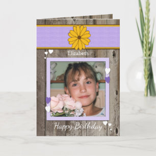 Tarjeta Festejo de foto de cumpleaños ruso morado personal