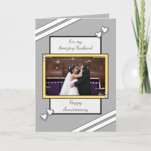 Tarjeta Festín del aniversario del Boda gris del marido