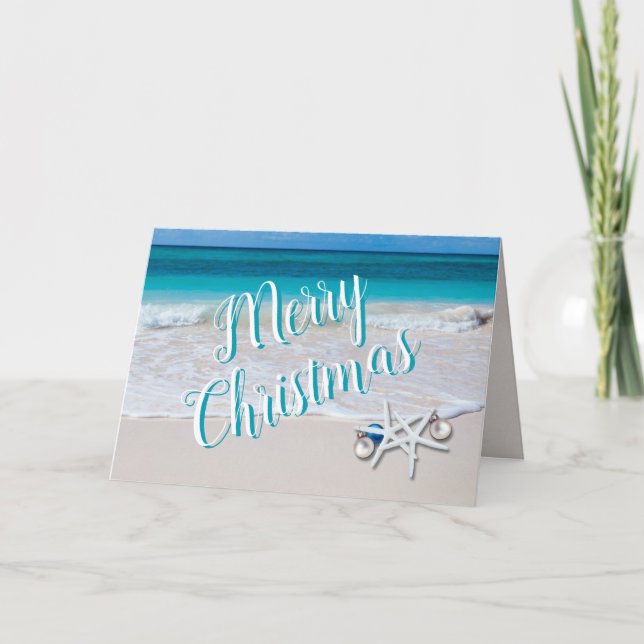 Tarjeta Festín navideño en Navidades de playa (Anverso)