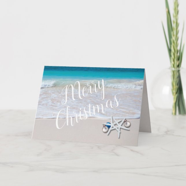 Tarjeta Festín navideño en Navidades de playa (Anverso)