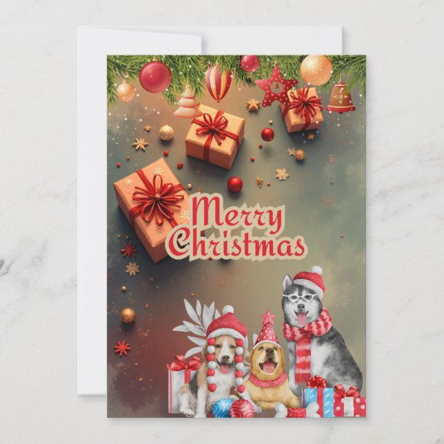 TARJETA FESTIVA かわいい犬のクリスマスカード♡ (Anverso)