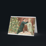 Tarjeta Festiva 033 Vintage Christmas Card Romántica Pareja de Ama<br><div class="desc">Este año, envía a tus seres queridos tarjetas de Navidad que serán apreciadas para siempre. Esta sana tarjeta presenta un bonito diseño vintage de una carta de los buenos tiempos. Esta tarjeta es completamente personalizable y en blanco en el interior, dándole mucho espacio para escribir su mensaje personalizado! Pon una...</div>