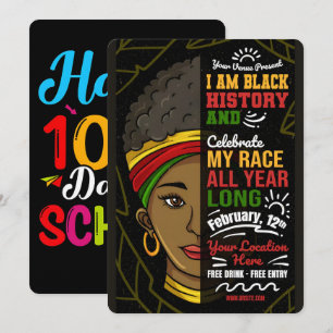 Tarjeta Festiva 100 días aprendiendo historia negra 2026