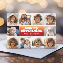 Tarjeta Festiva 10 Borde fotográfico - Merry Christmas Retro Line