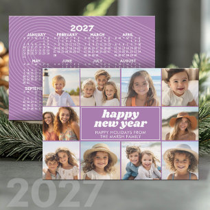 Tarjeta Festiva 10 Colaje de Fotos - Feliz Año Nuevo 2027 Calendar