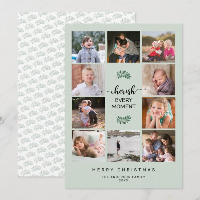 Tarjeta Festiva 10 Collages de fotos valoran a los Navidades (Anverso / Reverso)