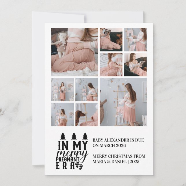 Tarjeta Festiva 10 Photo In My Merry Pregnant Era Christmas (Anverso)