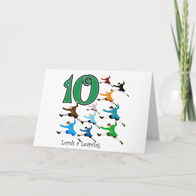 Tarjeta Festiva 10 señores Leaping (Anverso)