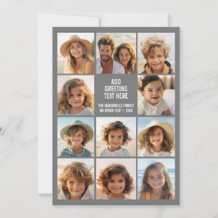 Tarjeta Festiva 11 Colaje de Fotos - Texto Gris Blanco Moderno
