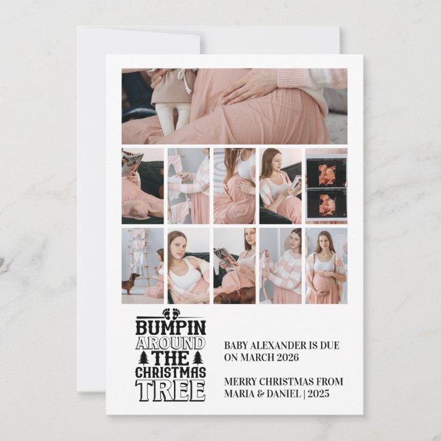 Tarjeta Festiva 11 Photo Christmas Tree Pregnancy Announcement (Anverso)