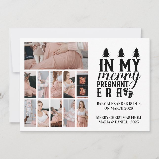 Tarjeta Festiva 11 Photo In My Merry Pregnant Era Christmas (Anverso)