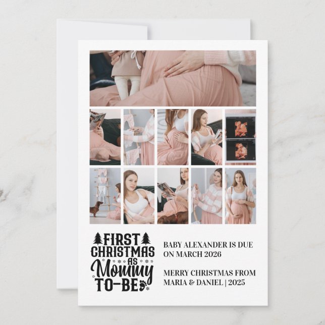 Tarjeta Festiva 11 Photo Mommy to be Christmas Pregnancy  (Anverso)