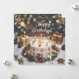 Tarjeta Festiva 12月の煌めくバースデーカード／Sparkling December Birthday Card