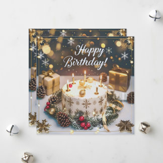 Tarjeta Festiva 12月の煌めくバースデーカード/Sparkling December Birthday Card