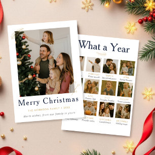 Tarjeta Festiva 12 Collage de fotos qué año Navidades de familia