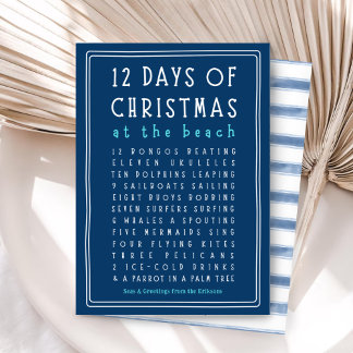 Tarjeta Festiva 12 Days of Christmas Beach Style