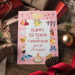 Tarjeta Festiva 12 Days of Christmas Retro Mid-Century Traditional