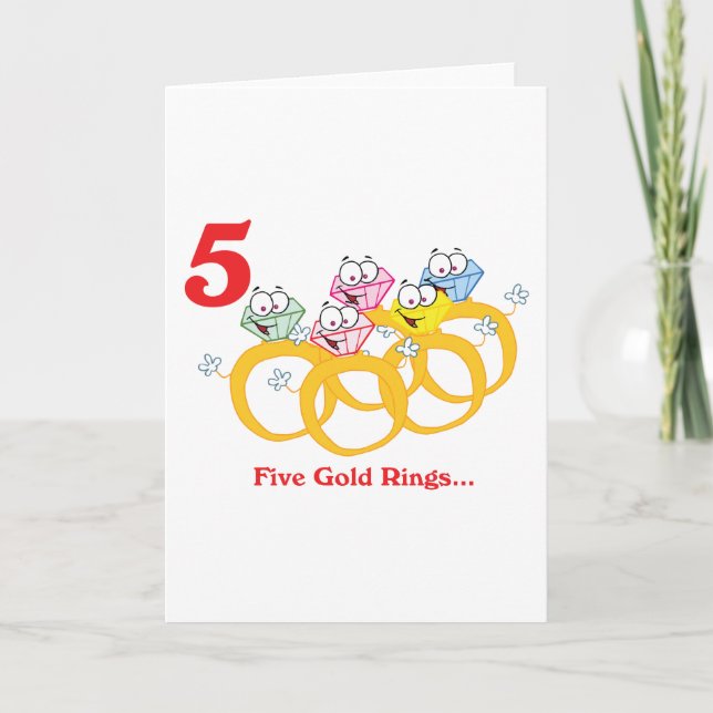 Tarjeta Festiva 12 días cinco anillos de oro (Anverso)