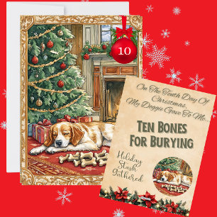 Tarjeta Festiva 12 Días De Doggie Navidades Día 10