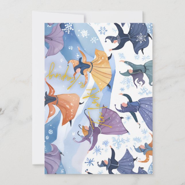 Tarjeta Festiva 12 días de Navidades - 10 señores saltando (Anverso)