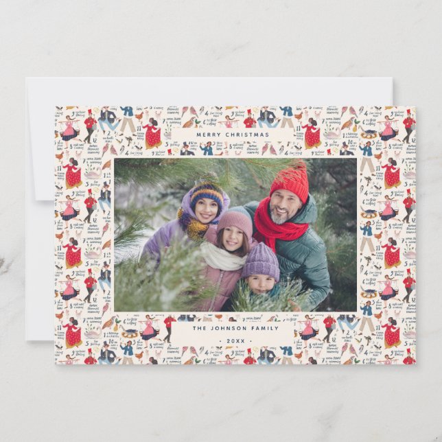 Tarjeta Festiva 12 días de Navidades clásica foto tradicional (Anverso)